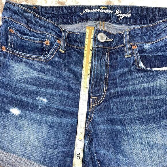 American Eagle AEO Jean cut off distressed rolled shorts SZ 6 American Eagle - Picture 3 of 8